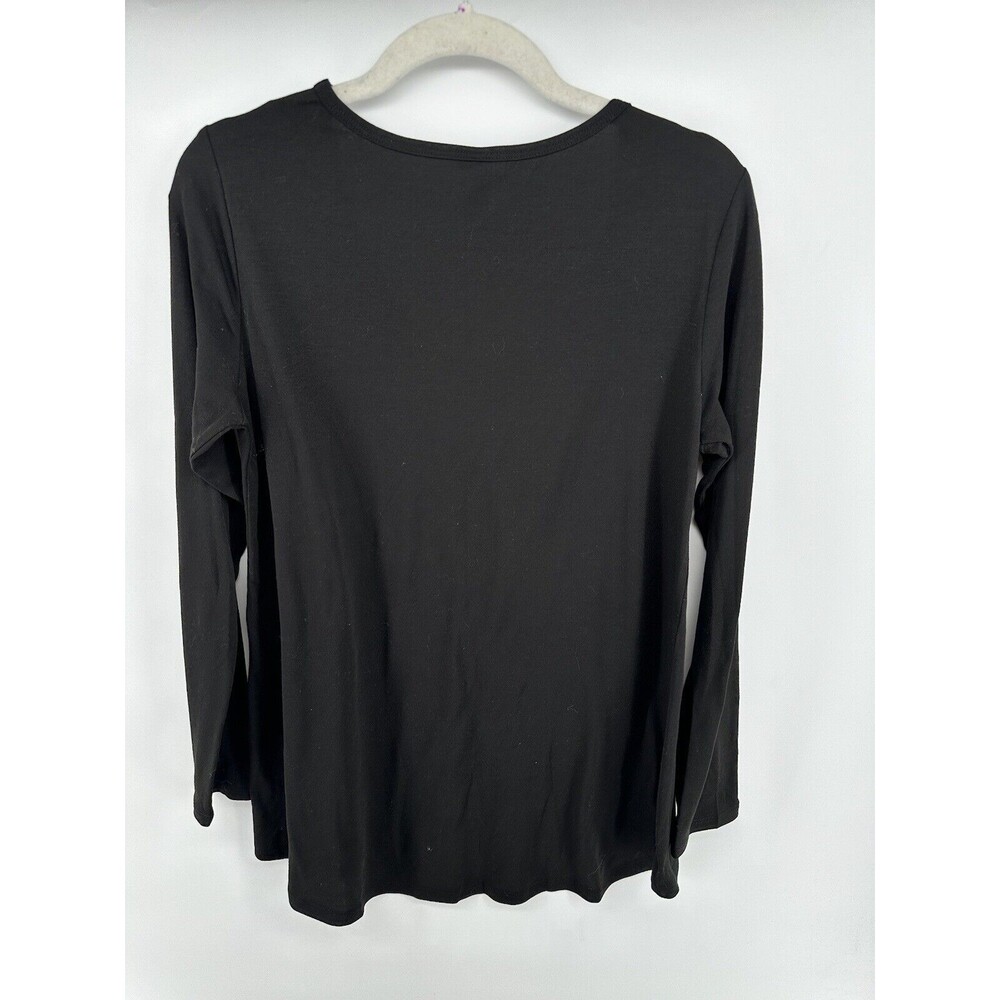 LuLaRoe Lynnae Top Small Solid Black Tee Long Sleeve High Low Tunic Scoop Neck - Picture 2 of 2